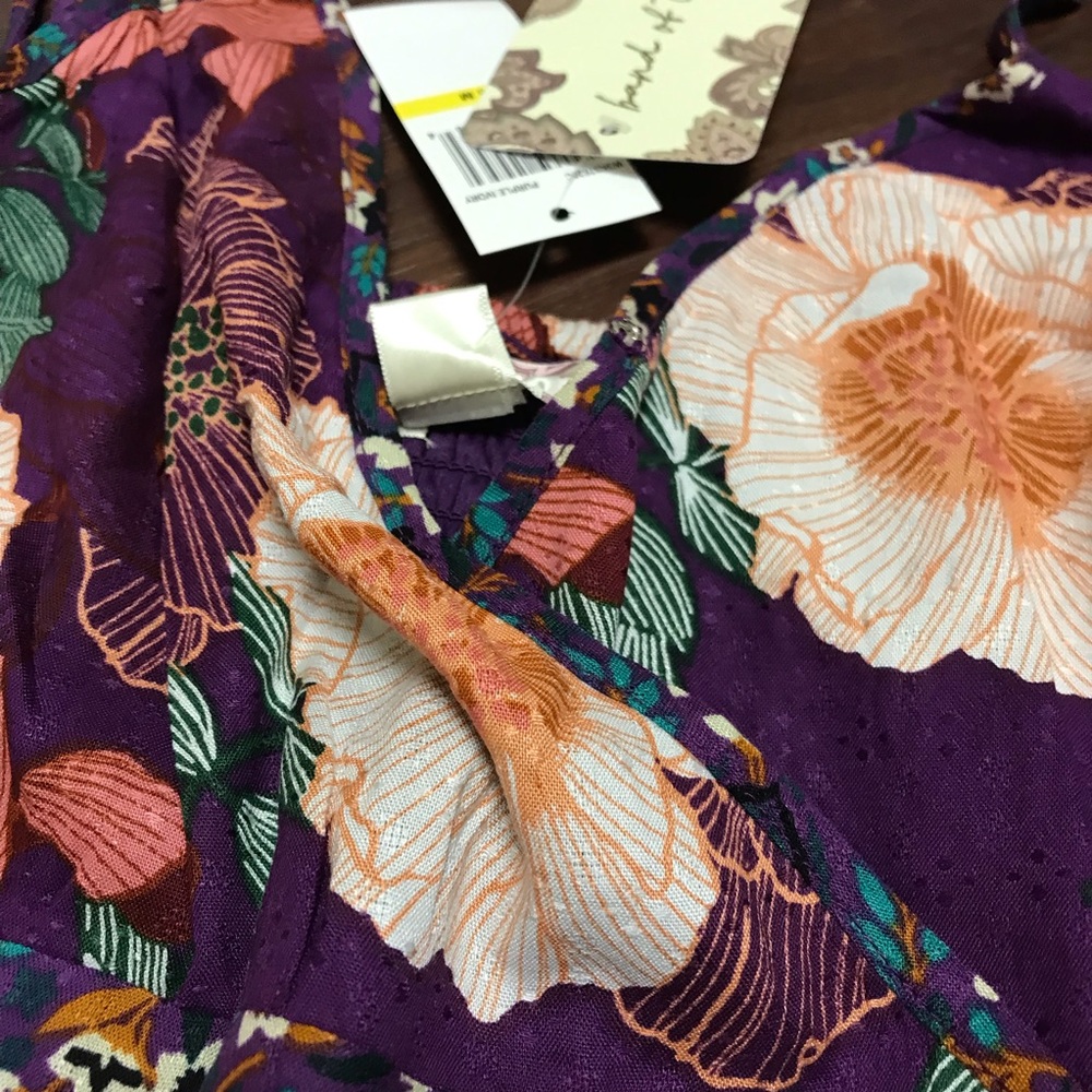 Band Of The Free Margaux Purple Mixed Floral Mini Dress NWT - Picture 3 of 11